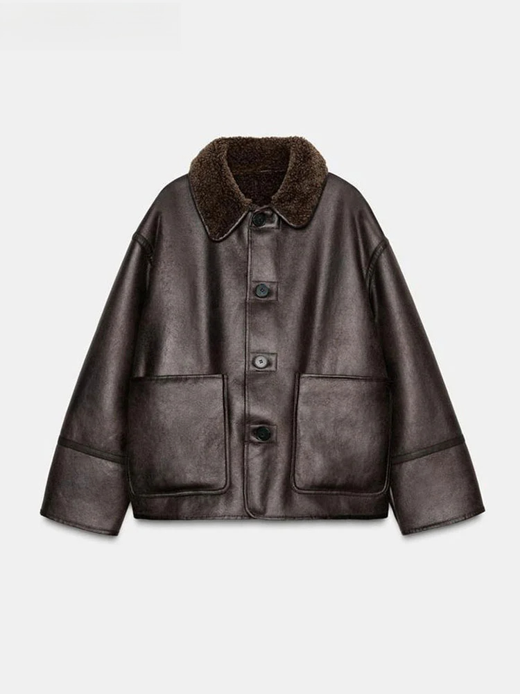 Women'S Fashion Utility Jacket - Çift Taraflı Düz Renk Ceket Kadınlar