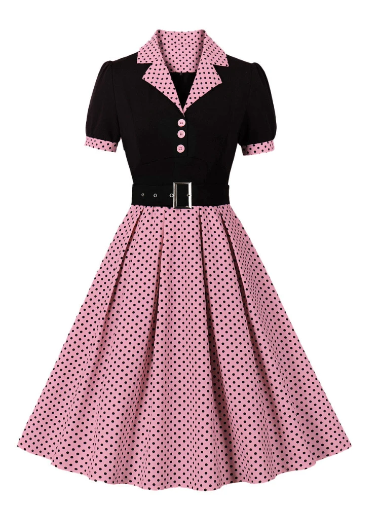 Women'S Fashion From The 60S - 2024 yeni moda Polka Dot Vintage