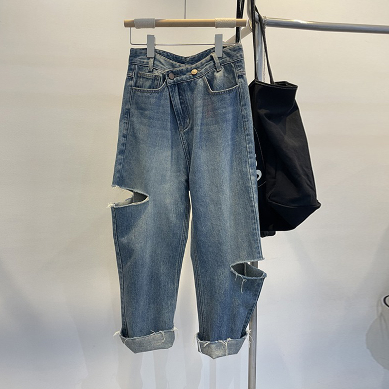 Women Fashion Jeans - Yaz Kadın Yırtık Kot Yüksek Belli