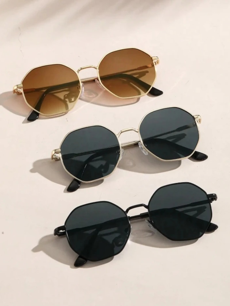 Women'S Fashion Eyeglass Frames - 1/3 Adet Metal Geometrik Yuvarlak Çerçeve