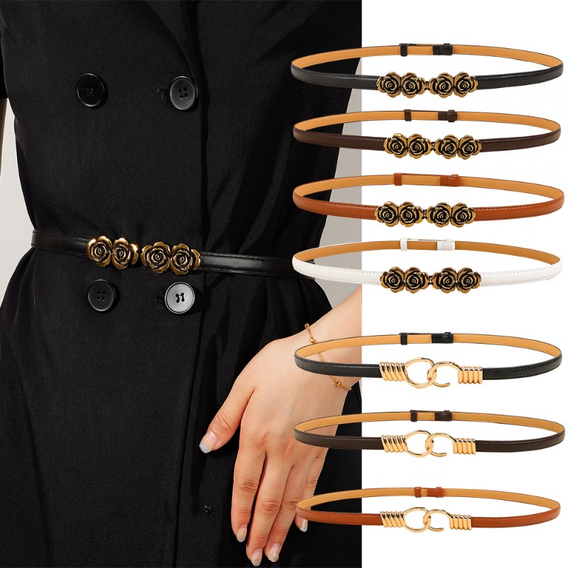 Women'S Fashion From The 60S - Şık Minimalist Ayarlanabilir Elastik İnce Deri