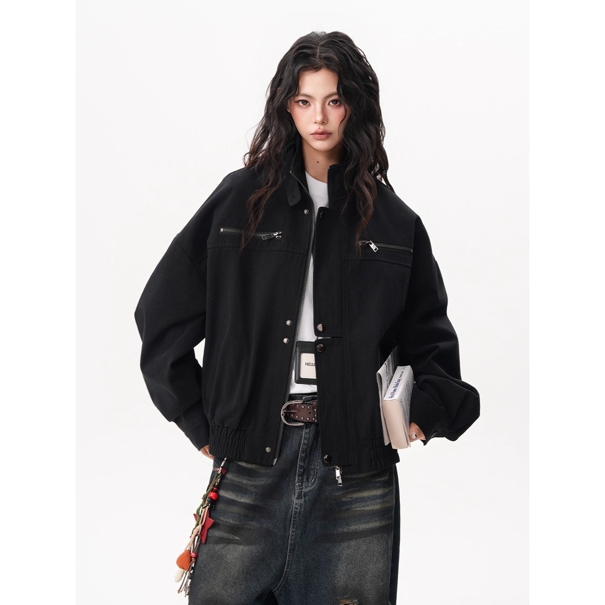 Women'S Fashion Utility Jacket - Kadın Vintage Çiftlik Ceketi İş Kıyafeti