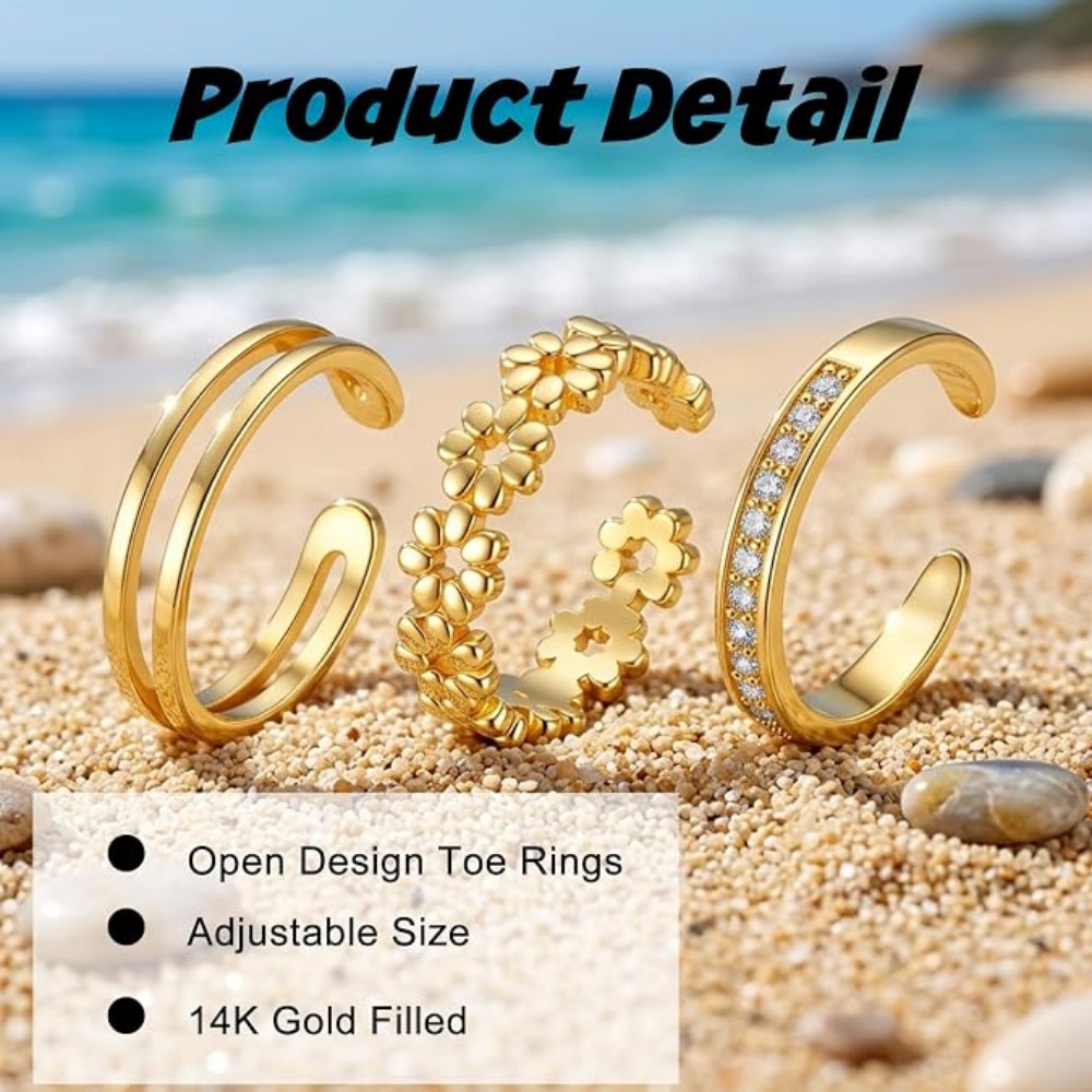 3 adet altın açık ayarlanabili - Women'S Fashion Rings Gold incelemesi ve fiyatı