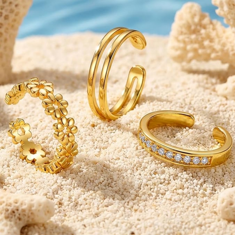3 adet altın açık ayarlanabili - Women'S Fashion Rings Gold incelemesi ve fiyatı