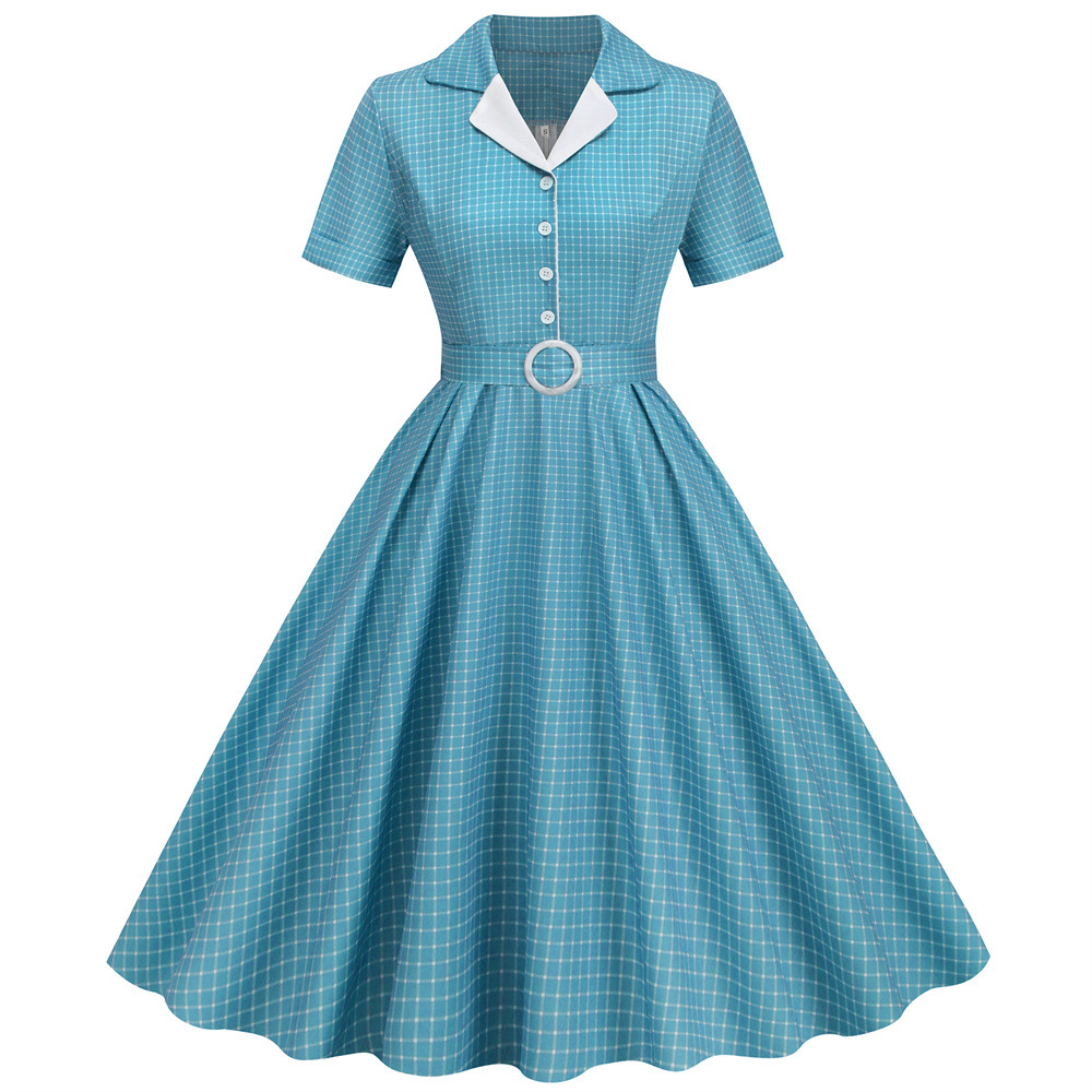 Ekose Vintage Ofis Yaz Elbisel - Women'S Fashion From The 60S incelemesi ve fiyatı