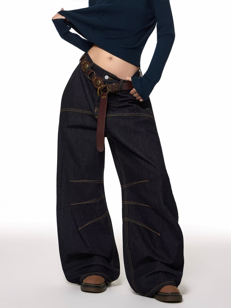 2025 Y2K Moda Siyah Bol Kesim  - Women Fashion Jeans incelemesi ve fiyatı
